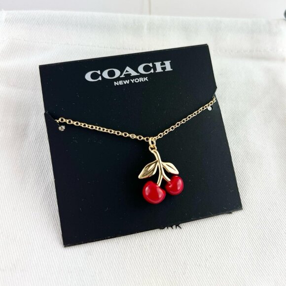 Coach Red Cherry Gold Necklace - Picture 3 of 4